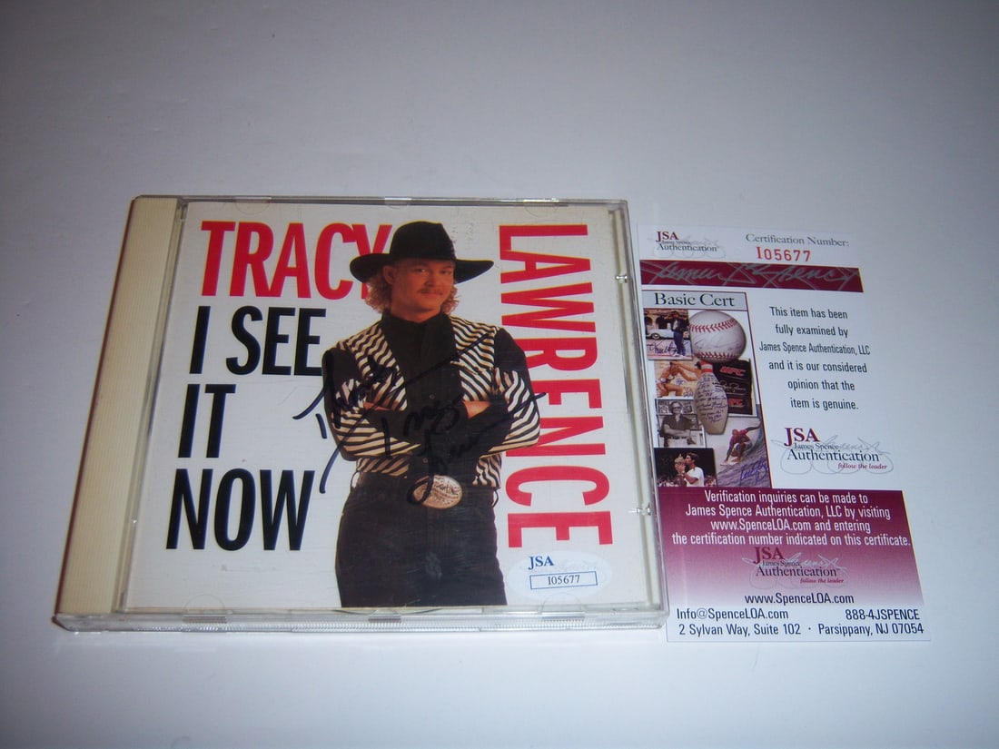 Signed Tracy Lawrence I See It Now CD with JSA COA: Signed Tracy Lawrence I See It Now CD with JSA COA This is a pre-owned original CD of Tracy Lawrence's "I See It Now," signed by the country legend. The item originates from the United States and incl