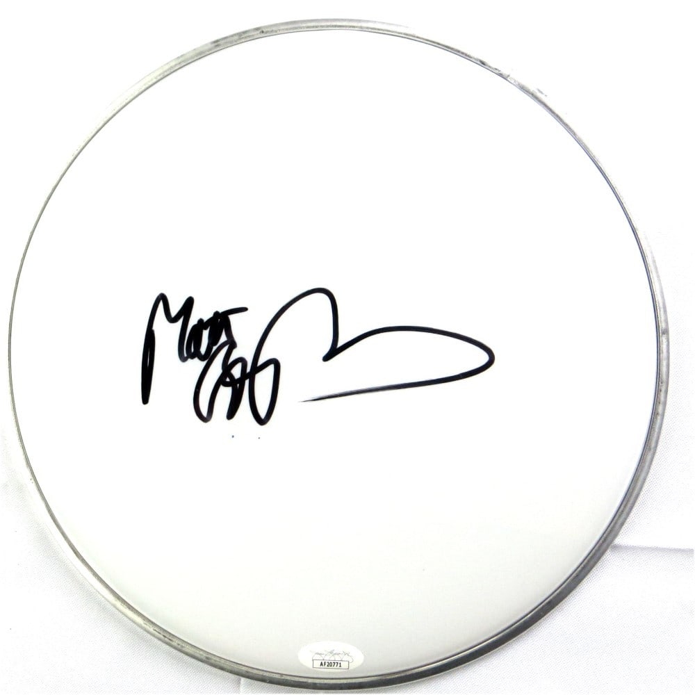 Matt Bellamy Signed 10" Drumhead Authenticated by JSA: Matt Bellamy Signed 10" Drumhead Authenticated by JSA This is an authentic 10" drumhead signed by Matt Bellamy, the lead singer of the renowned band Muse. The autograph has been verified by James Spen