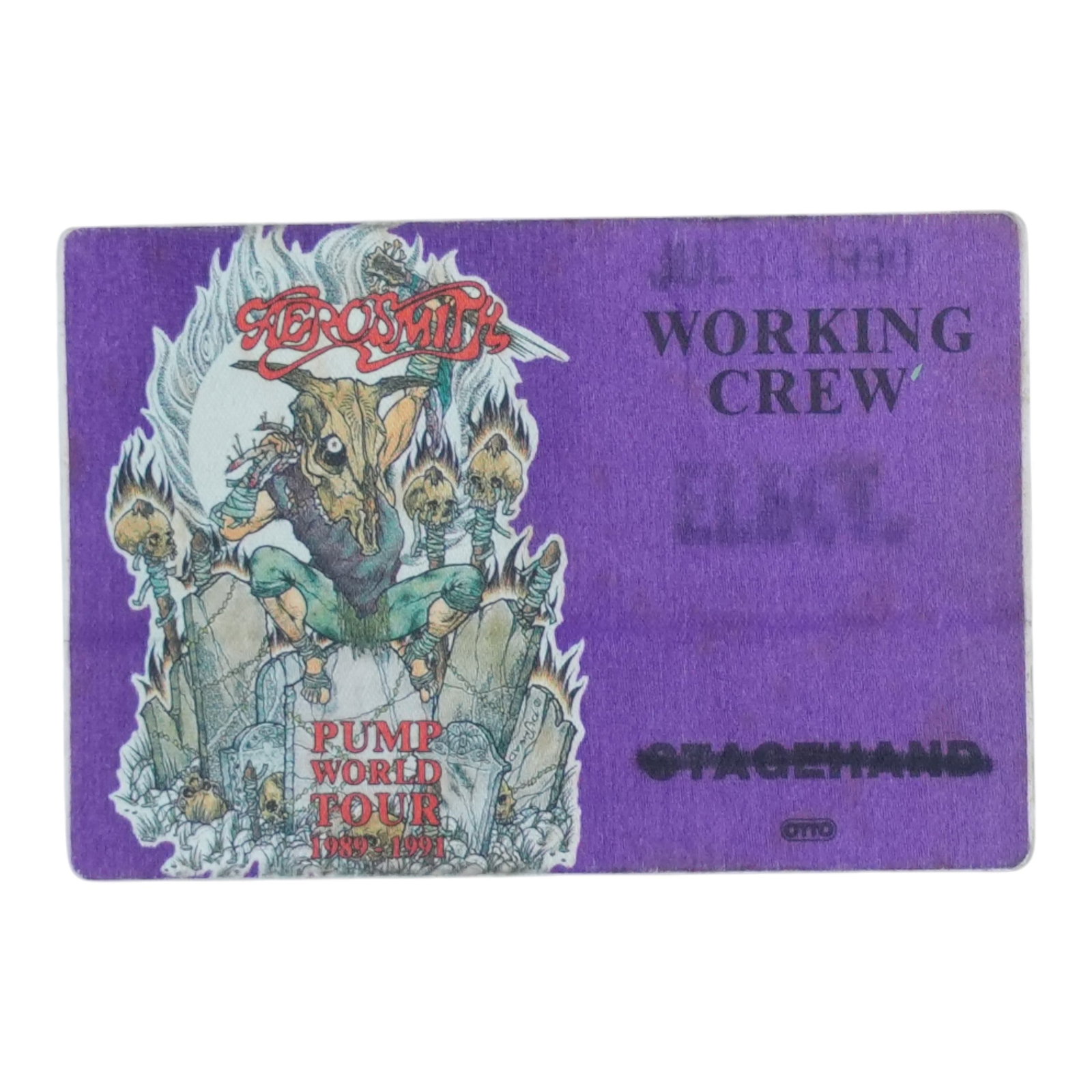 Aerosmith 1990 Pump World Tour authentic backstage pass (1 of 2)