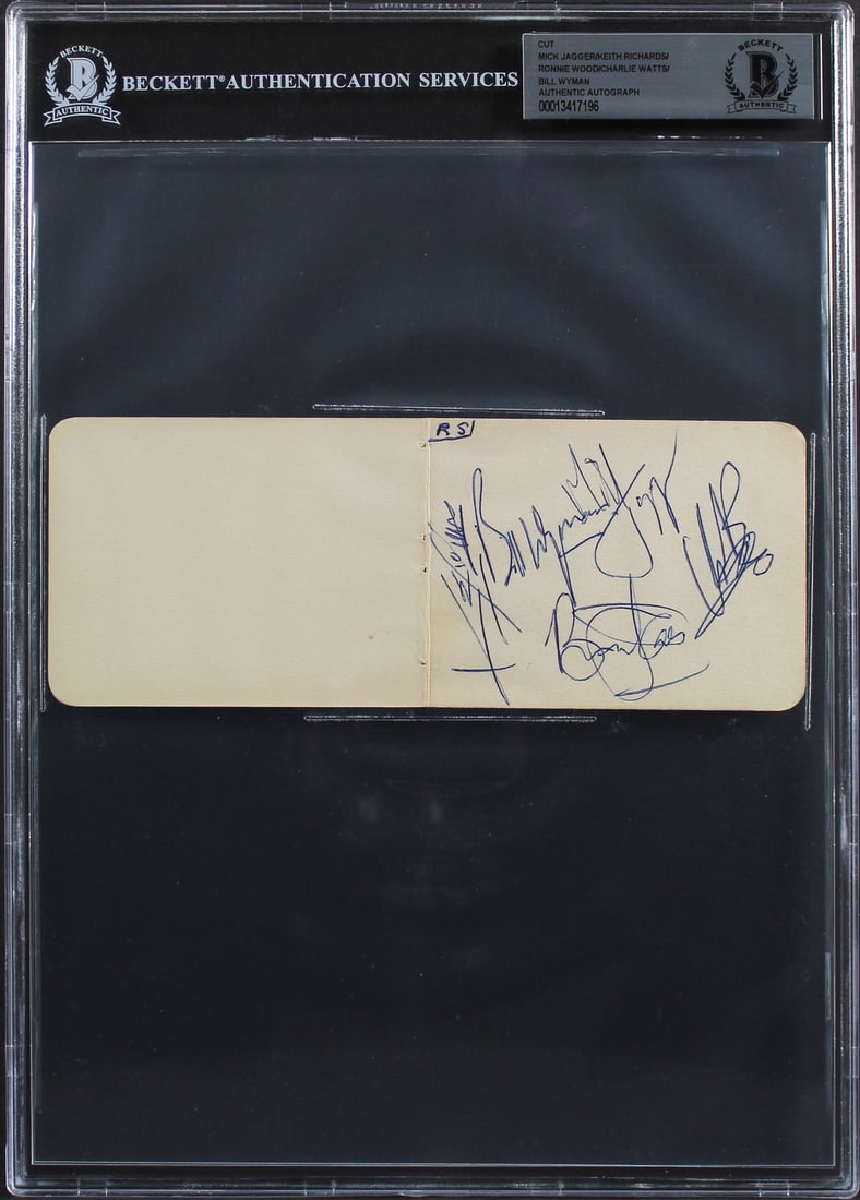 The Rolling Stones Signed Cut Signature by Jagger Richards Wood Watts Wyman BAS Slab (1 of 5)