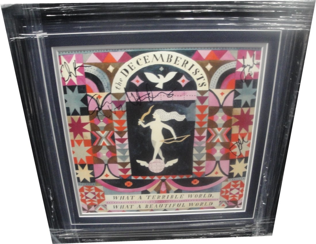 The Decemberists Signed Framed Record Authentic JSA Colin Malloy: The Decemberists Signed Framed Record Authentic JSA Colin Malloy This is an original framed record by The Decemberists, featuring the signature of lead vocalist Colin Meloy. The item is authenticated 