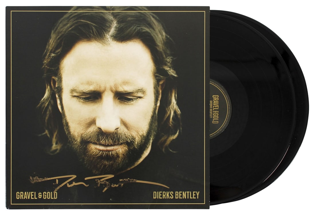 Dierks Bentley Signed Gravel & Gold Album With Vinyl Beckett Authenticated: Dierks Bentley Signed Gravel & Gold Album With Vinyl Beckett Authenticated This is an original 'Gravel & Gold' album cover with vinyl, personally signed by Dierks Bentley. The autograph has been authe