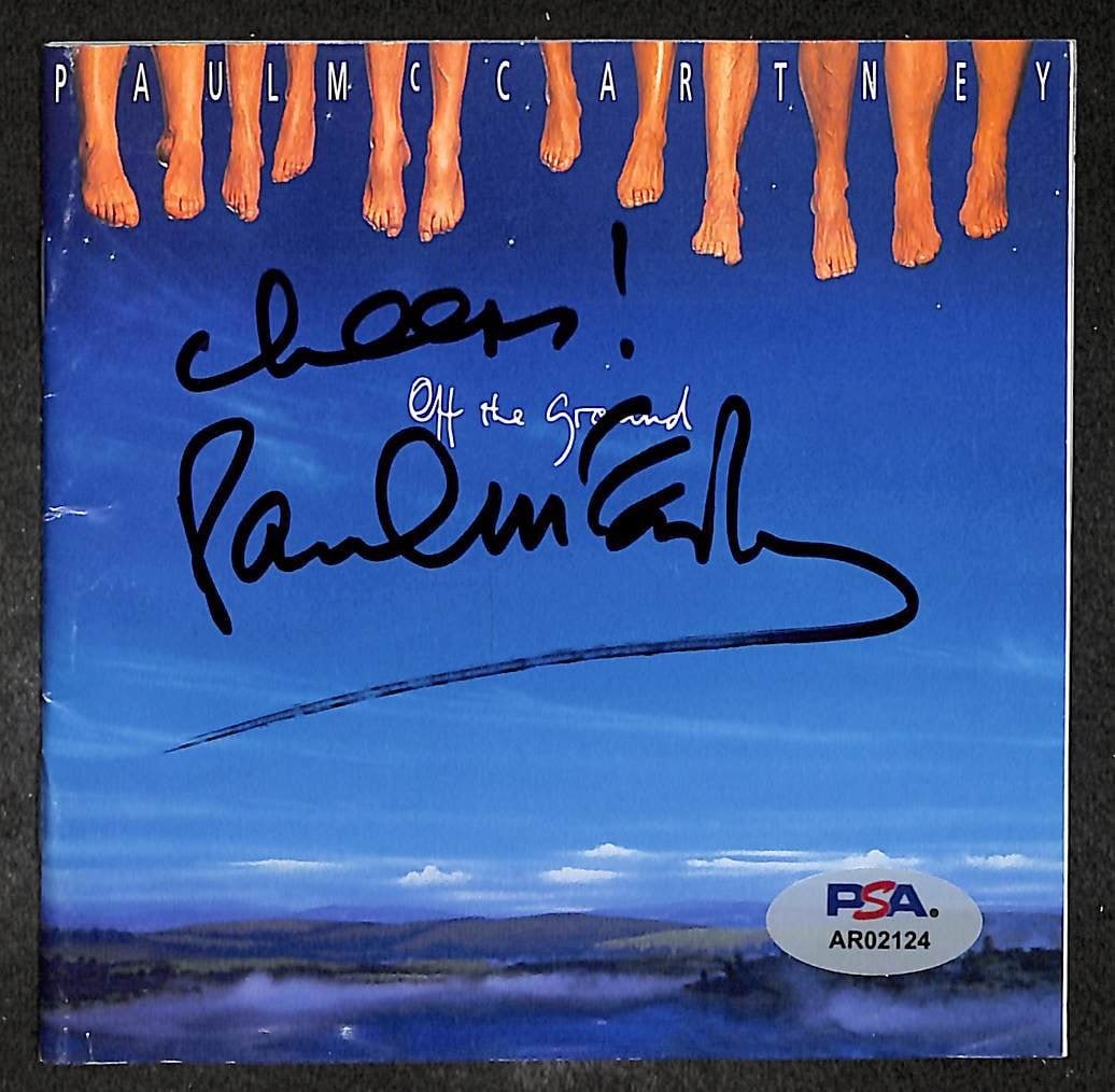 Paul McCartney autographed Off the Ground CD cover PSA letter: Paul McCartney autographed Off the Ground CD cover PSA letter This is an original Off the Ground CD cover signed by Paul McCartney of The Beatles. The autographed CD pamphlet comes with a full PSA let