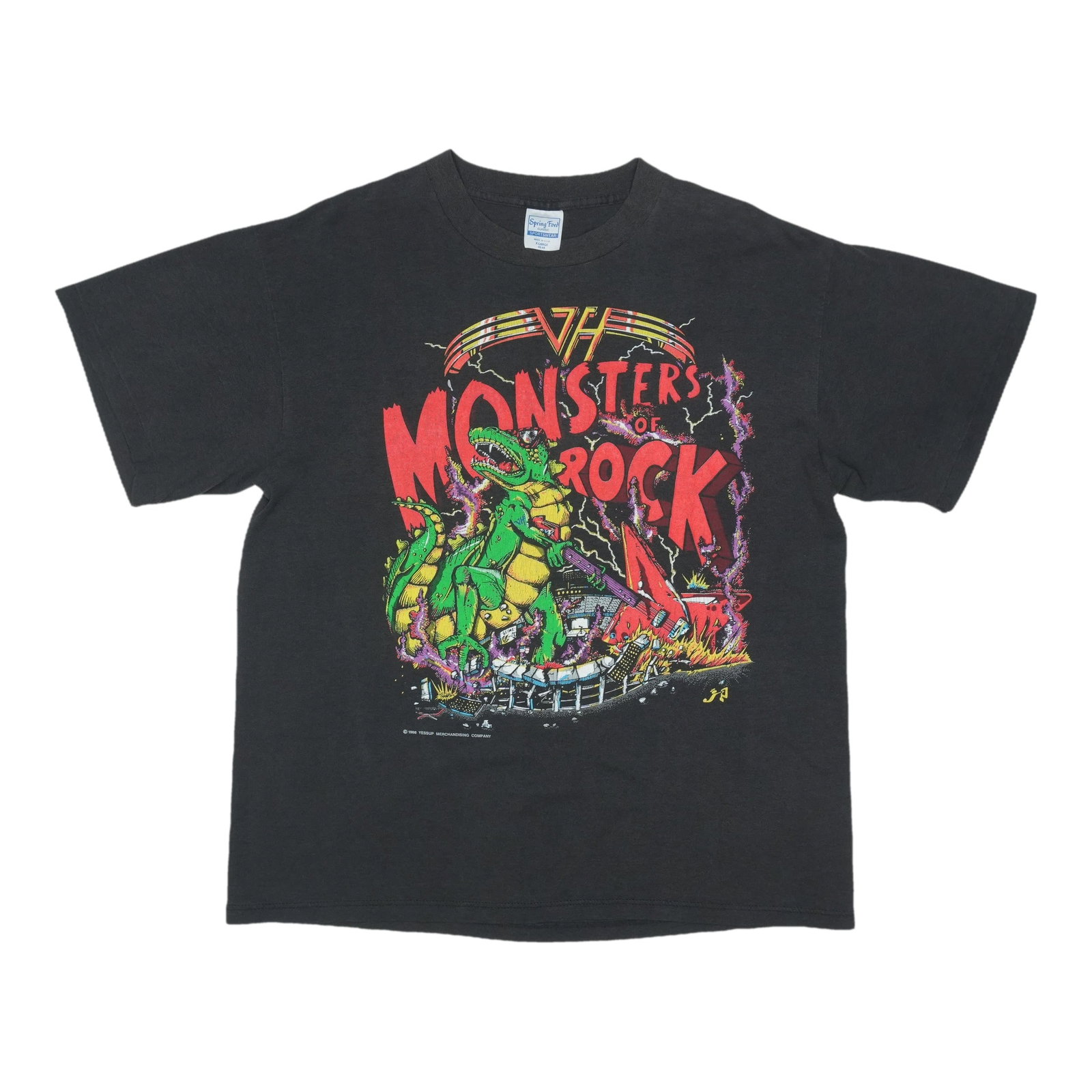Vintage 1988 Monsters of Rock Tour Van Halen Black Poly Cotton T-Shirt XL (1 of 6)