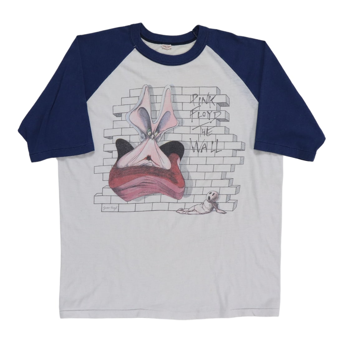 Vintage 1980 The Wall Jersey Shirt Featuring Pink Floyd White 50/50 Poly Cotton: Vintage 1980 The Wall Jersey Shirt Featuring Pink Floyd White 50/50 Poly Cotton This is an original vintage 1980 Pink Floyd The Wall jersey shirt. It is not a modern reproduction and features no graph