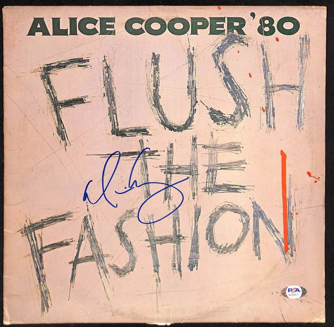 Flush the Fashion Album Signed by Alice Cooper PSA/DNA Authenticated (1 of 3)