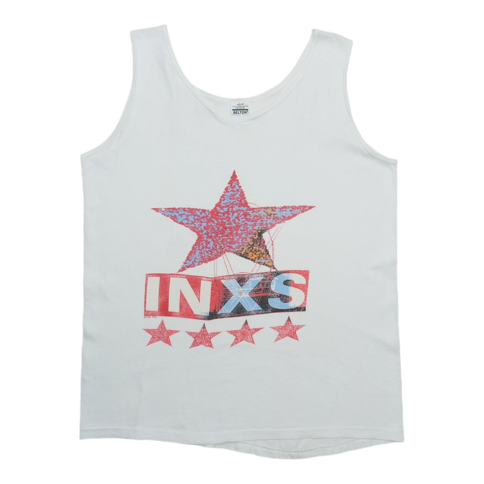 Vintage INXS white cotton star tank shirt XL (1 of 4)