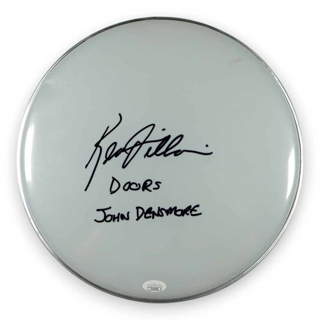 Kevin Dillon Autographed 12 Inch Drumhead JSA Authentic: Kevin Dillon Autographed 12 Inch Drumhead JSA Authentic This is a 12" drumhead signed by Kevin Dillon, featuring a genuine autograph authenticated by James Spence Authentication (JSA). The item is cla