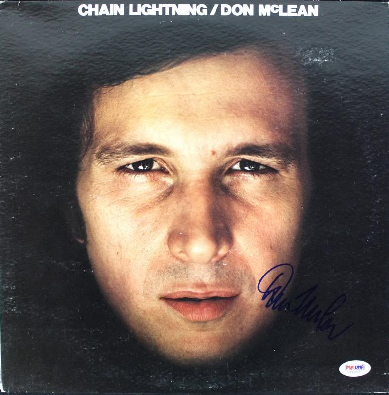 Don McLean Autographed Chain Lighting Album Cover With Vinyl PSA/DNA Authenticated: Don McLean Autographed Chain Lighting Album Cover With Vinyl PSA/DNA Authenticated This is an original "Chain Lighting" album cover signed by Don McLean, accompanied by the vinyl record. The authentic