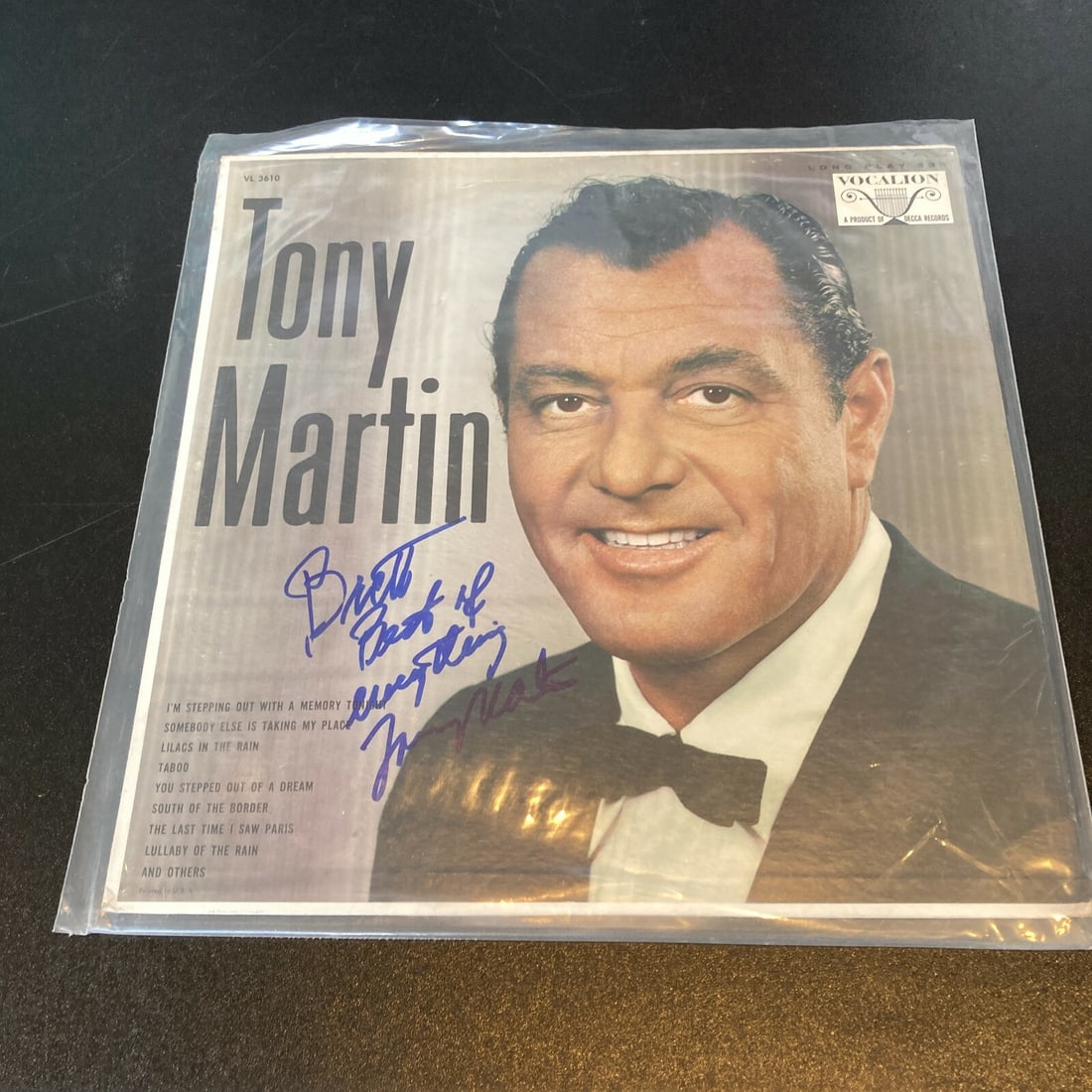 Tony Martin Signed Original Vintage LP Record PSA JSA Guaranteed: Tony Martin Signed Original Vintage LP Record PSA JSA Guaranteed This vintage LP record is autographed by Tony Martin, making it a unique collectible for music enthusiasts and autograph collectors ali