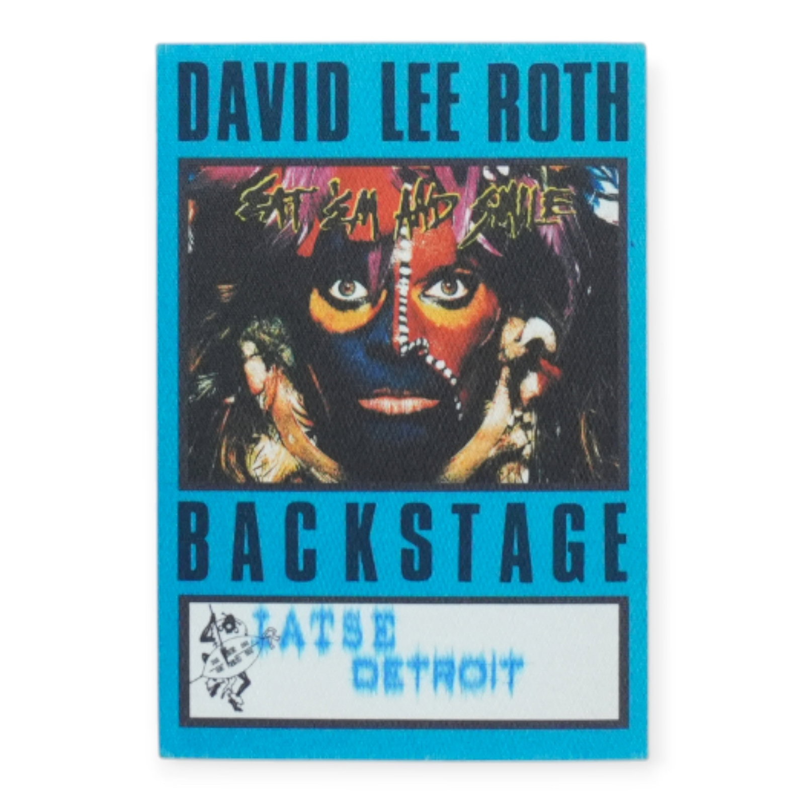 Vintage 1986 Eat 'Em and Smile Tour Blue Backstage Pass (1 of 2)