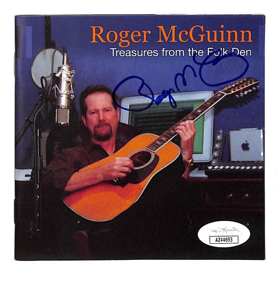 Roger McGuinn Signed CD Cover The Byrds JSA Authenticated: Roger McGuinn Signed CD Cover The Byrds JSA Authenticated This is an original CD cover and booklet featuring the autograph of Roger McGuinn, the legendary frontman of The Byrds. The signature has been