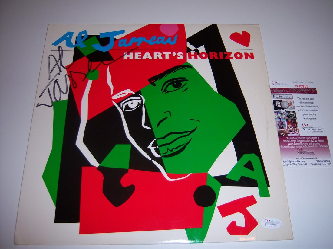 Al Jarreau signed Hearts Horizon LP record JSA COA: Al Jarreau signed Hearts Horizon LP record JSA COA This is a pre-owned original LP record album titled "Heart's Horizon" by Al Jarreau. The album is signed, making it a collectible item for fans and m