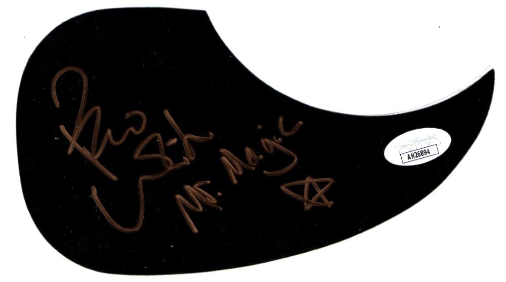 Peter White Signed Acoustic Guitar Pickguard Mr Magic JSA Authenticated: Peter White Signed Acoustic Guitar Pickguard Mr Magic JSA Authenticated This is an authentic acoustic guitar pickguard autographed by renowned musician Peter White, featuring the title "Mr Magic." The