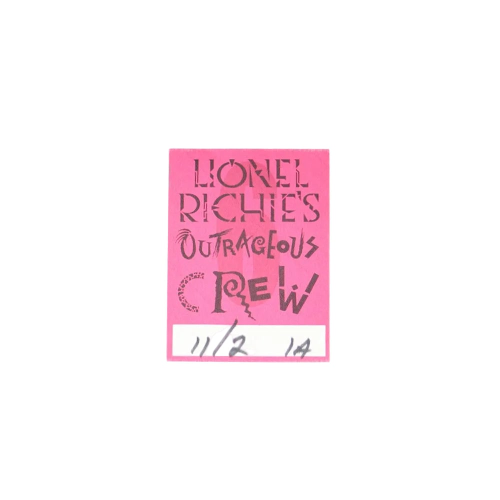 Vintage 1987 Outrageous Tour Crew Pass for Lionel Richie (1 of 2)
