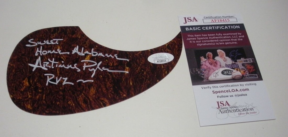 Signed Artimus Pyle Guitar Pickguard JSA Certified Lynyrd Skynyrd Sweet Home Alabama (1 of 1)