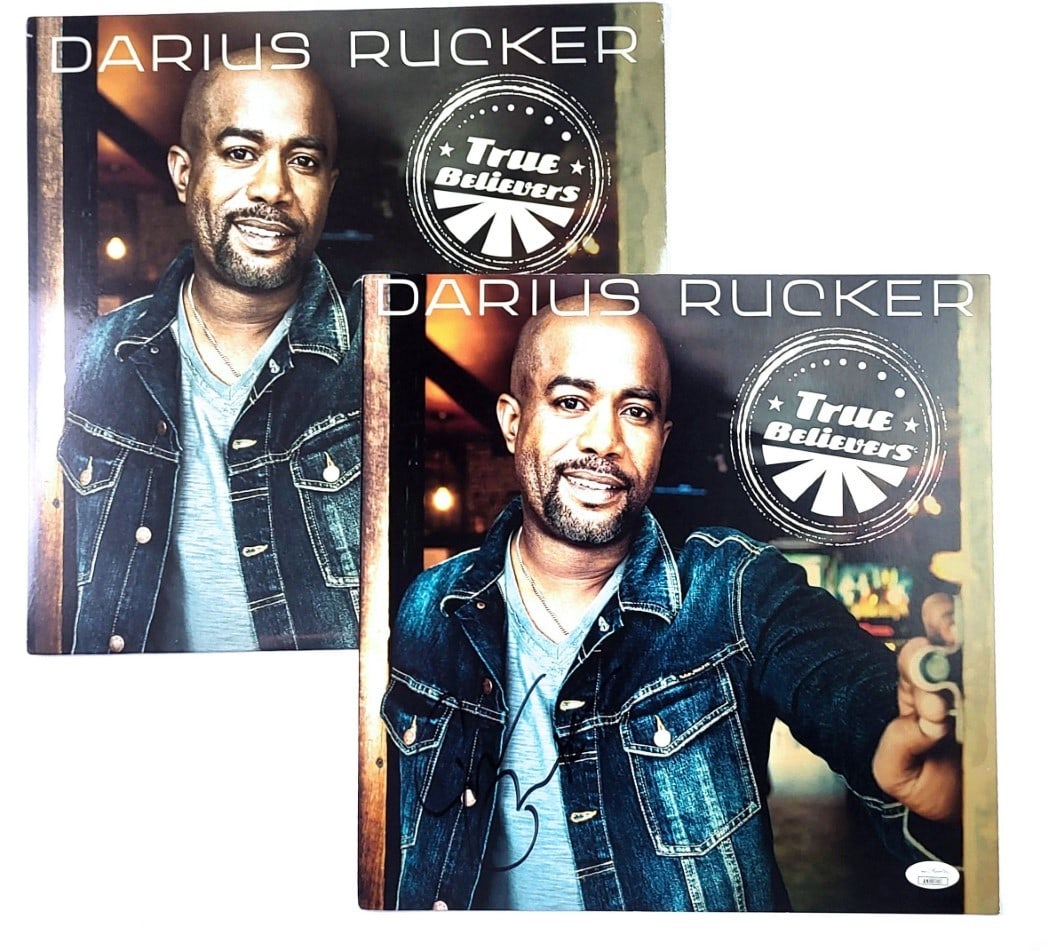 Autographed True Believers Promo Photo and LP by Darius Rucker JSA Authenticated (1 of 2)