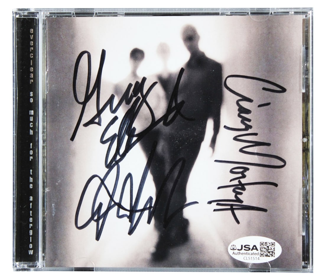 Everclear So Much For the Afterglow signed CD booklet JSA with disc: Everclear So Much For the Afterglow signed CD booklet JSA with disc This is an original "So Much For the Afterglow" CD booklet and disk, personally signed by Art Alexakis, Craig Montoya, and Greg Eklu