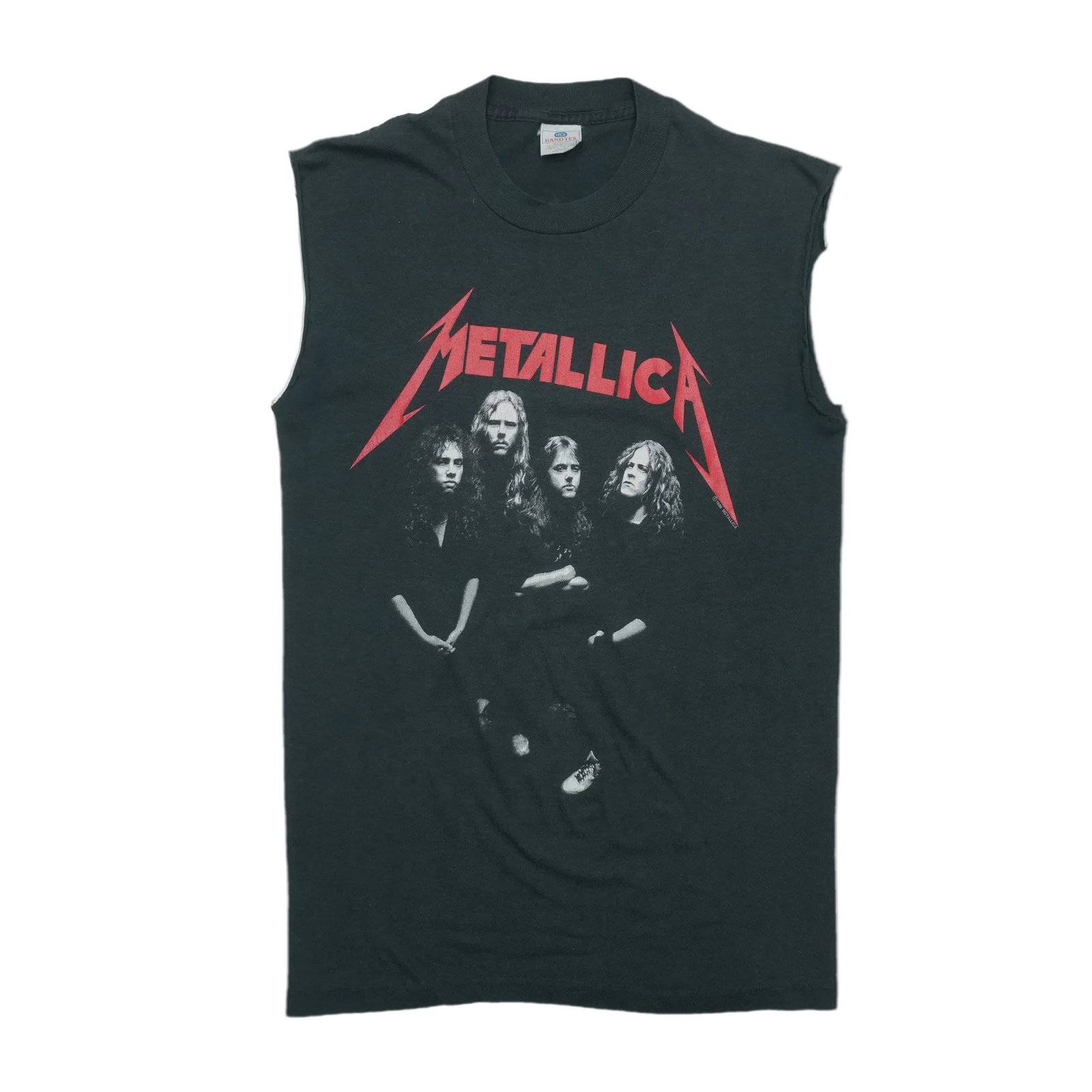 Vintage 1988 Metallica Sleeveless 50 50 Poly Cotton Shirt: Vintage 1988 Metallica Sleeveless 50 50 Poly Cotton Shirt This is an original vintage 1988 Metallica "And Justice For All" sleeveless shirt. Not a modern reproduction, this authentic shirt features a 