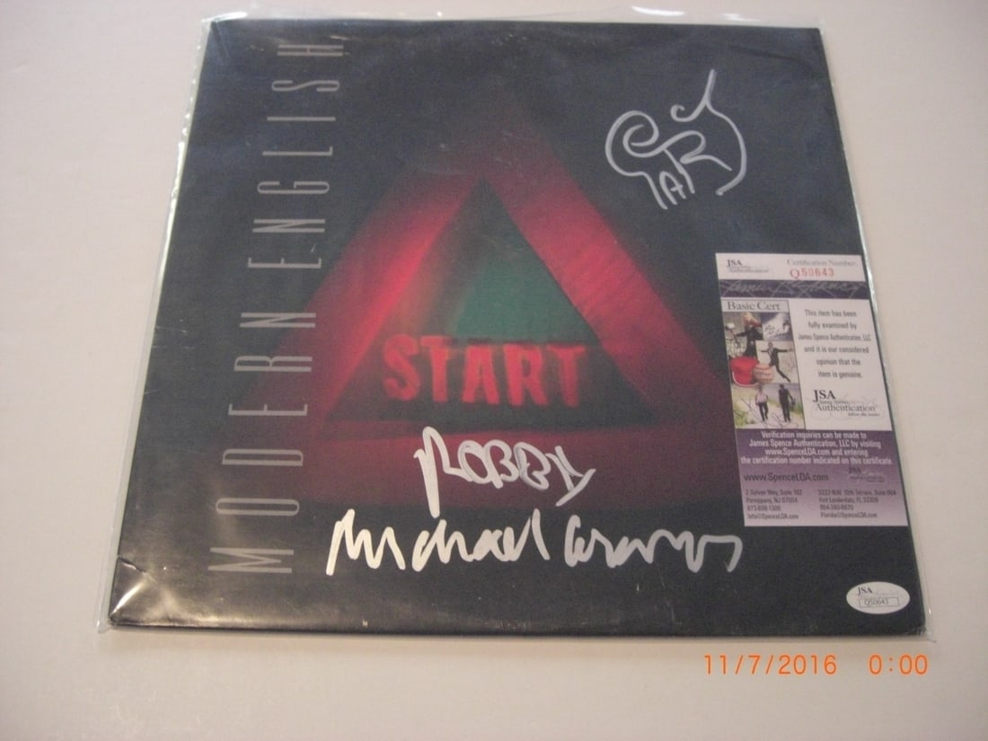 Signed Modern English Start LP Album with JSA COA Authentication: Signed Modern English Start LP Album with JSA COA Authentication This is a pre-owned original LP record album for Modern English's "Start 3," featuring three autographs. The album has been signed and 