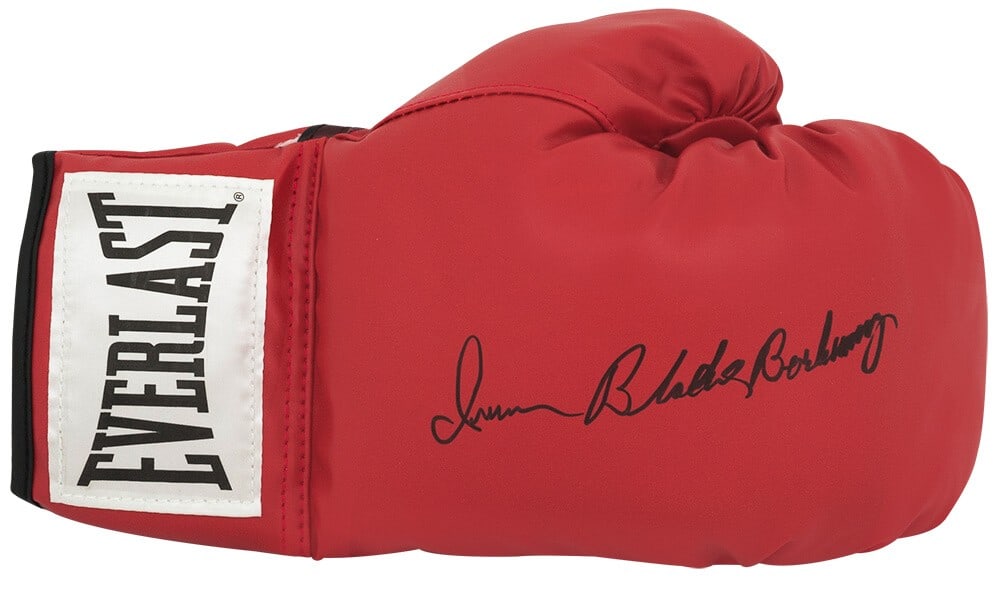 Iran Barkley Signed Everlast Red Boxing Glove with Blade Inscription COA (1 of 1)