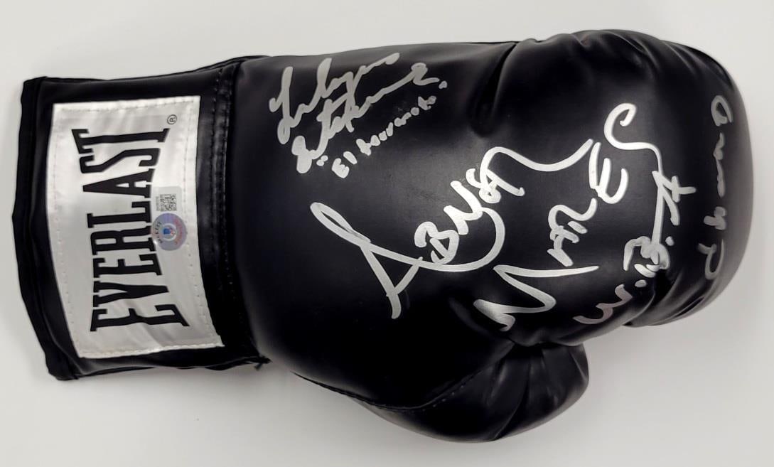 Leo Santa Cruz Signed Boxing Glove with Beckett Authentication: Leo Santa Cruz Signed Boxing Glove with Beckett Authentication This signed boxing glove features the autographs of renowned boxers Leo Santa Cruz and Abner Mares, authenticated by Beckett Authenticati