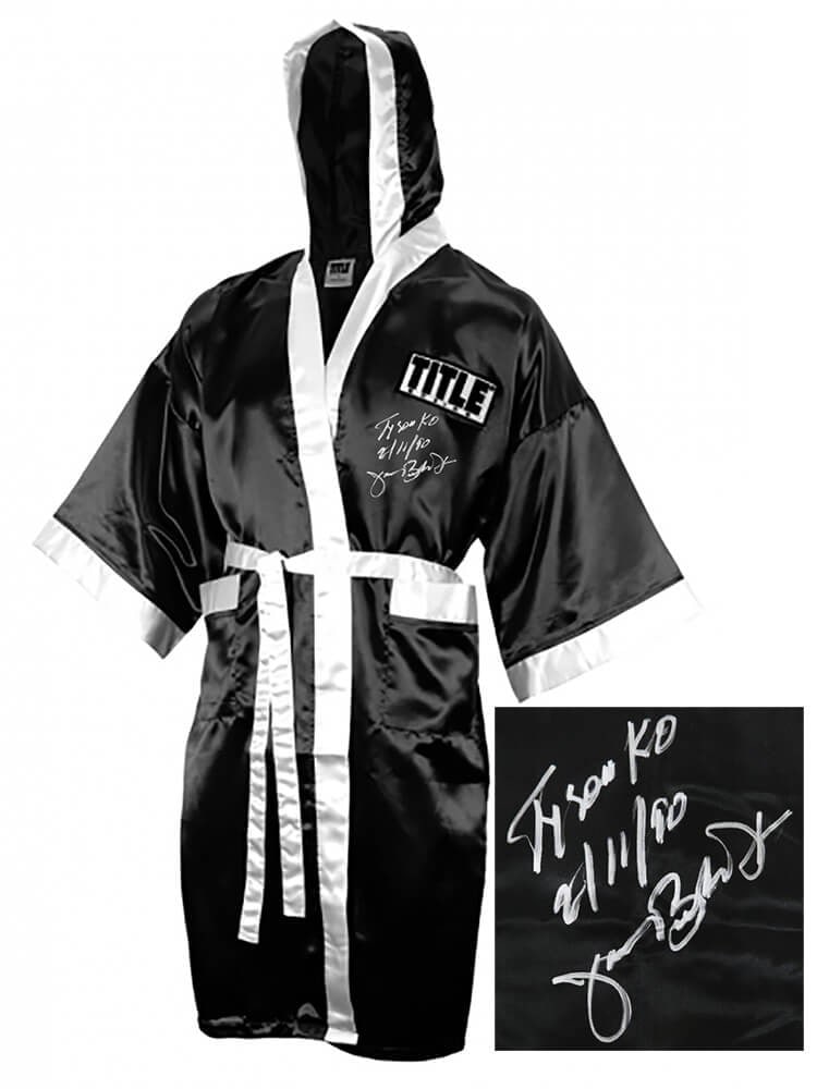 James Buster Douglas Signed Boxing Robe with Tyson KO Inscription (1 of 1)