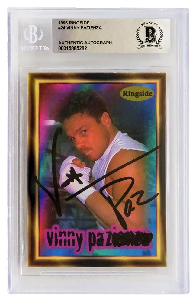 Vinny Pazienza Signed 1996 Ringside Boxing Card #24 Beckett Slabbed (1 of 2)