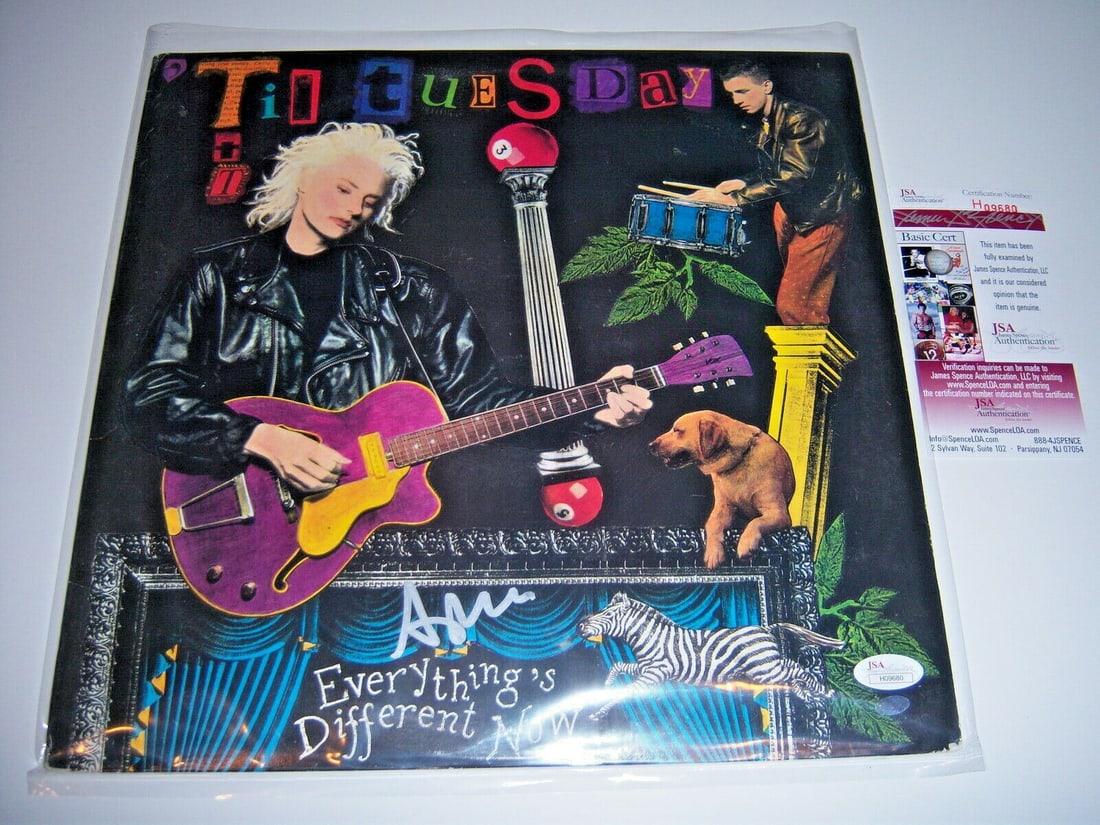 Signed Til Tuesday LP Everything's Different Now with JSA COA: Signed Til Tuesday LP Everything's Different Now with JSA COA This is an original "Everything's Different Now" LP record album by 'Til Tuesday, signed by Aimee Mann. The album is a pre-owned item and 