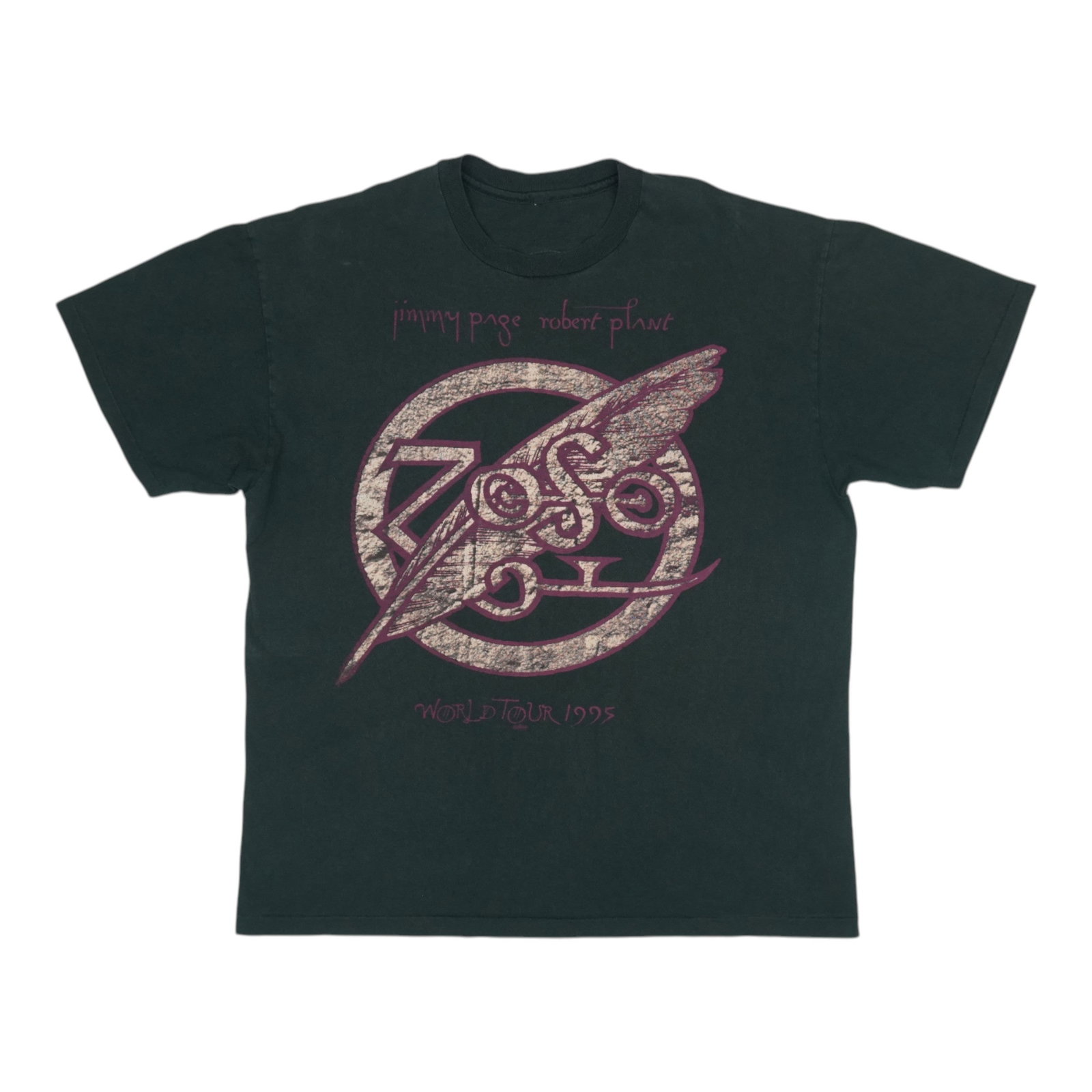 Vintage 1995 Zoso Tour Jimmy Page Robert Plant Graphic Black Shirt (1 of 5)