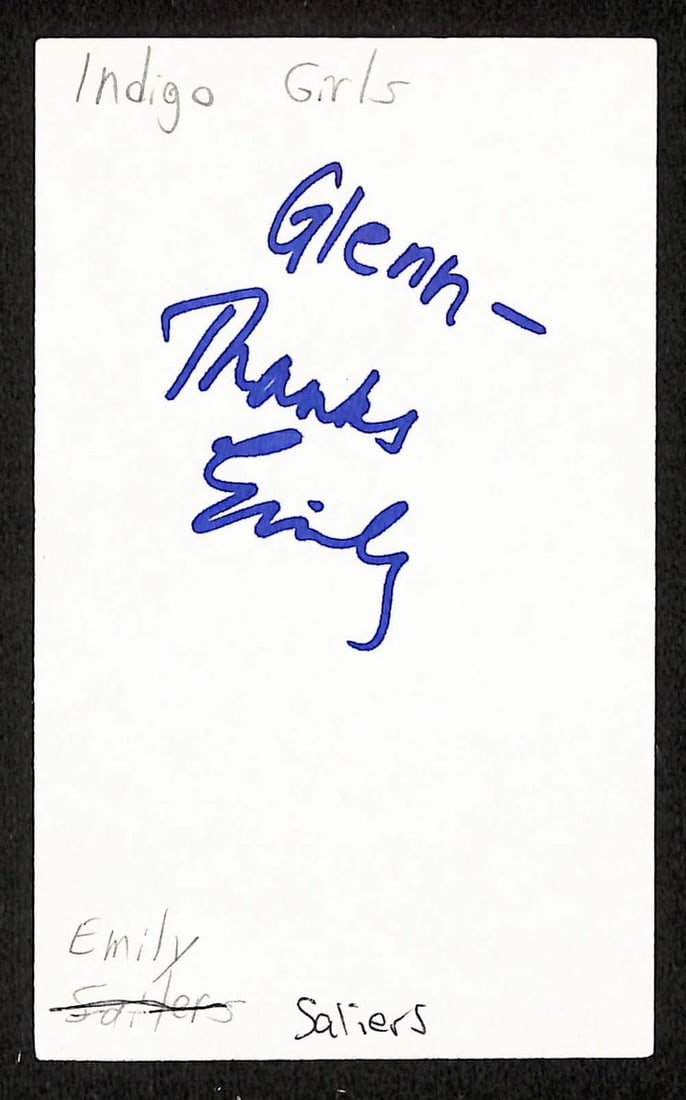 Emily Saliers signed 3x5 index card JSA (1 of 2)