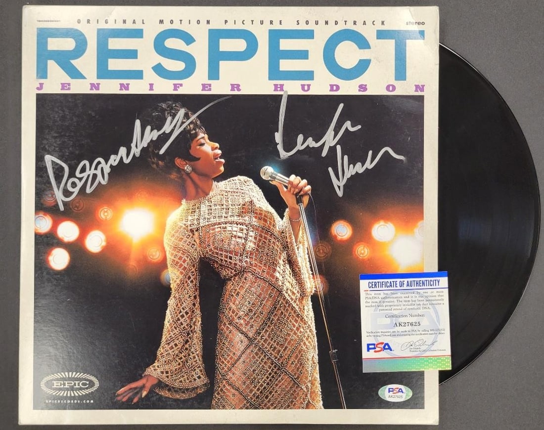 PSA Authenticated Jennifer Hudson Autographed Respect Album Cover: PSA Authenticated Jennifer Hudson Autographed Respect Album Cover This is an original "Respect" vinyl album cover autographed by Jennifer Hudson. The autograph has been professionally authenticated by
