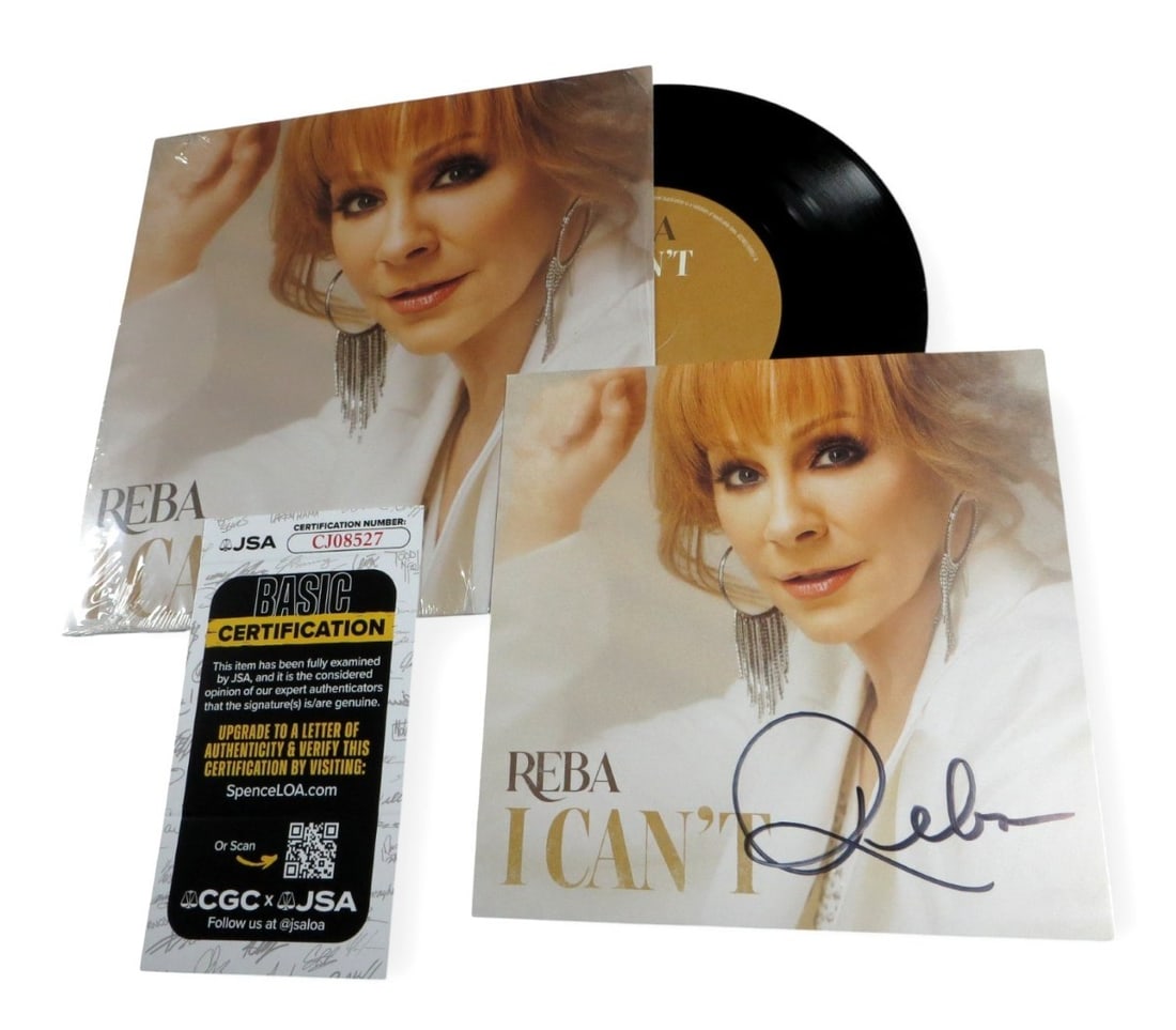 Autographed I Can't 45rpm Record Insert with JSA Authentication by Reba McEntire (1 of 1)