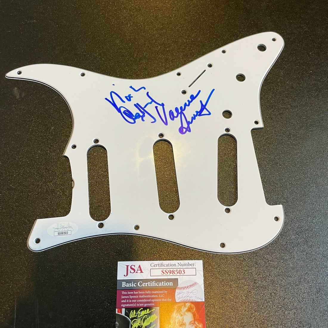 Ashford & Simpson Signed Pickguard with JSA Certification: Ashford & Simpson Signed Pickguard with JSA Certification This Ashford & Simpson signed autographed guitar pickguard is a unique collectible for music enthusiasts and fans of the legendary duo. Authen
