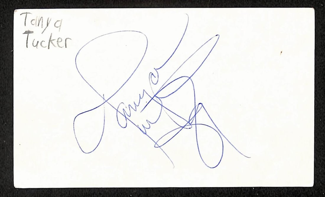 Tanya Tucker signed 3x5 index card JSA BA209504: Tanya Tucker signed 3x5 index card JSA BA209504 This is a 3x5 index card autographed by singer Tanya Tucker. The card comes with authentication from JSA (BA209504). The item is pre-owned and originate