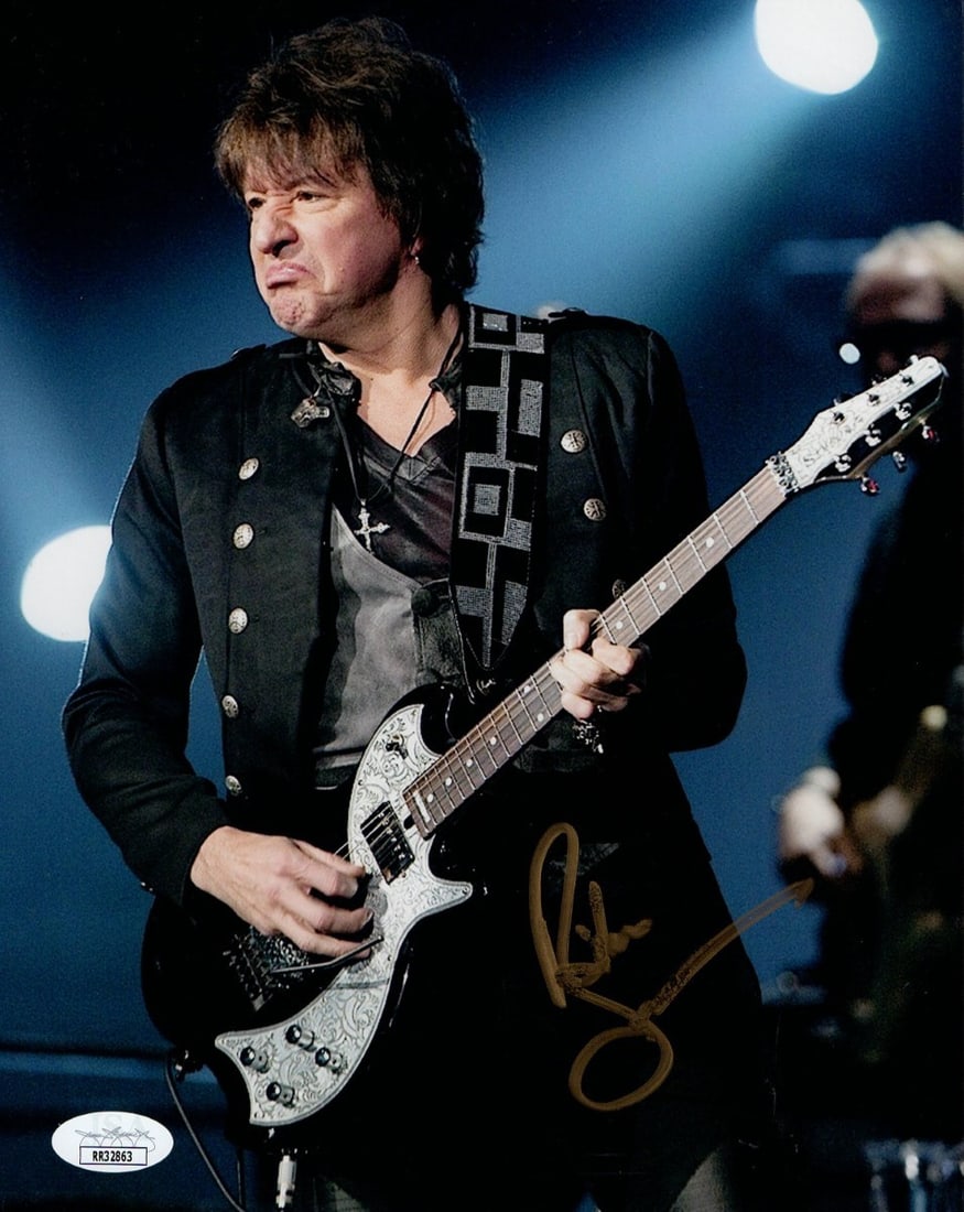Riche Sambora Bon Jovi Signed 8X10 Photo JSA Certified: Riche Sambora Bon Jovi Signed 8X10 Photo JSA Certified This is an original 8X10 photograph signed by Riche Sambora, the iconic guitarist of Bon Jovi. The autograph has been authenticated by James Spen