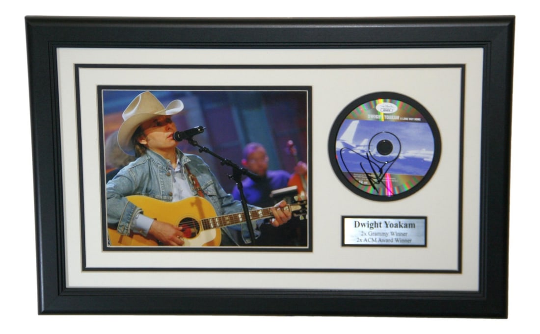 Framed Dwight Yoakam signed CD with photo JSA (1 of 3)