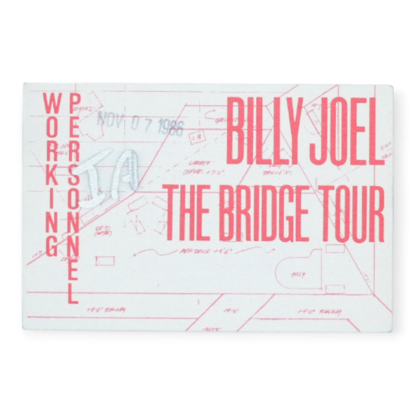 Vintage 1986 Working Personnel Pass Billy Joel The Bridge Tour (1 of 2)