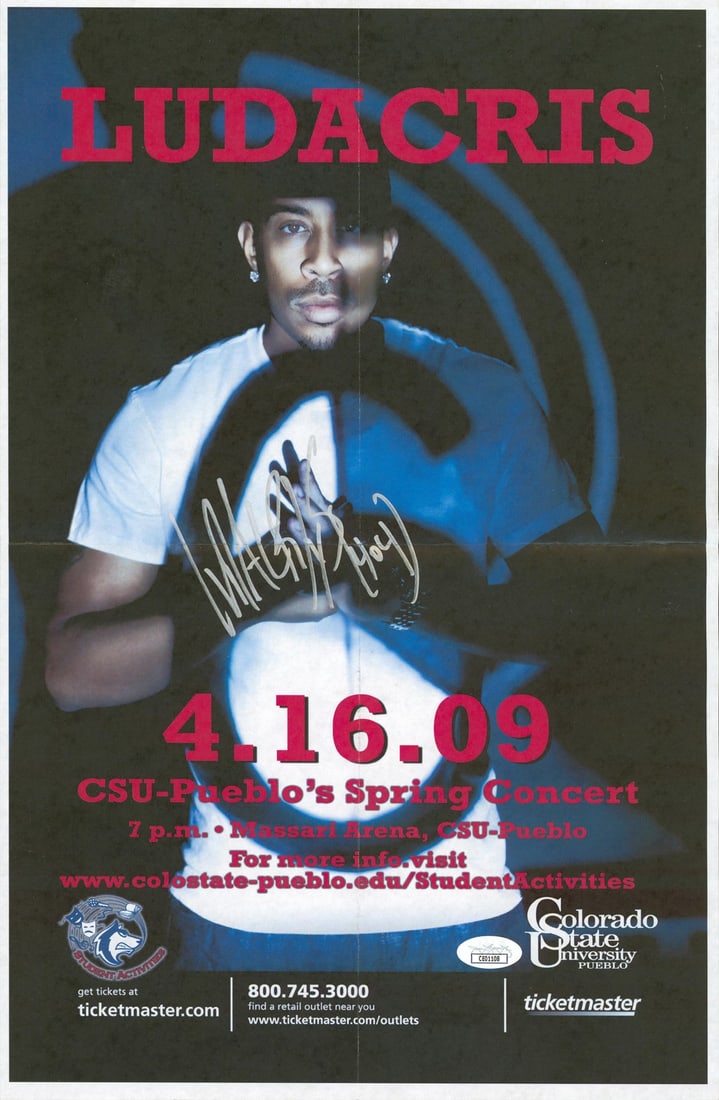 Ludacris Signed CSU-Pueblo Spring Concert Poster 11x17 JSA Certified (1 of 2)