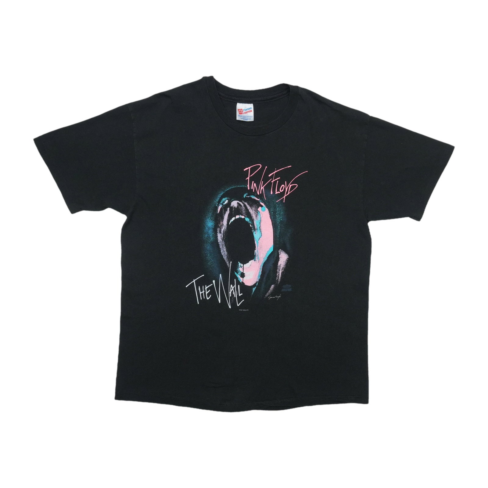 Vintage Pink Floyd The Wall Black Cotton T Shirt XL: Vintage Pink Floyd The Wall Black Cotton T Shirt XL This is an original vintage 1990s Pink Floyd The Wall shirt, featuring both front and back graphics. Made from 100% cotton, this black shirt is not 
