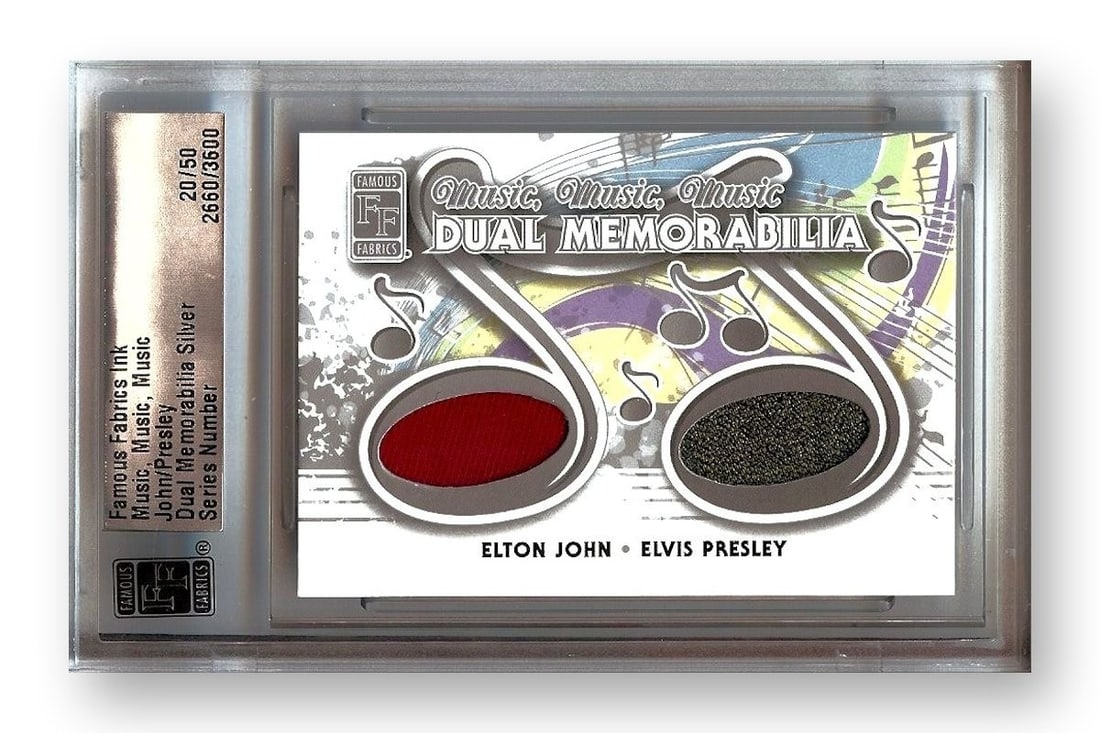 Elvis Presley Elton John Dual Relic Trading Card 20/50 Authenticated (1 of 2)