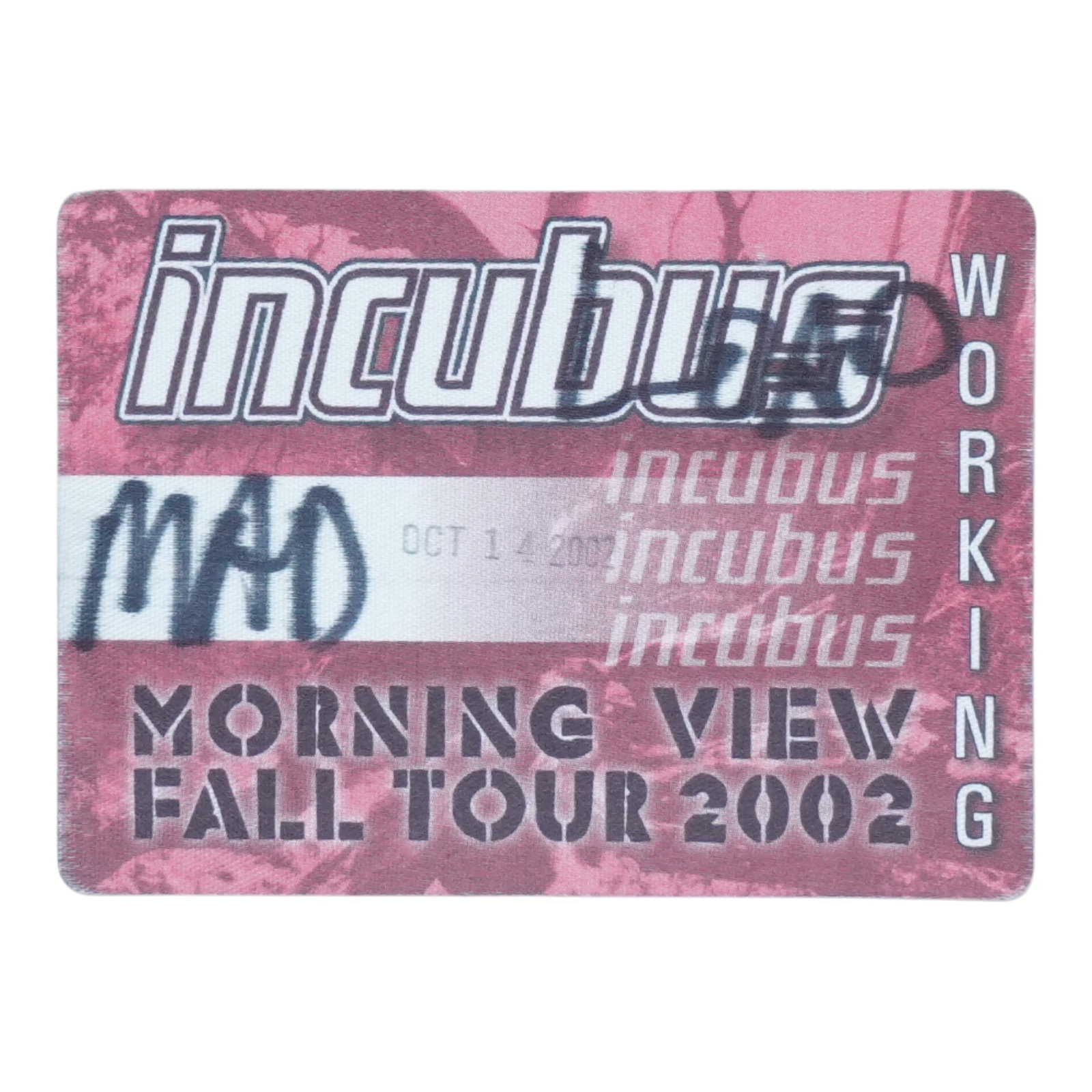 Incubus 2002 Morning View Fall Tour backstage pass (1 of 2)