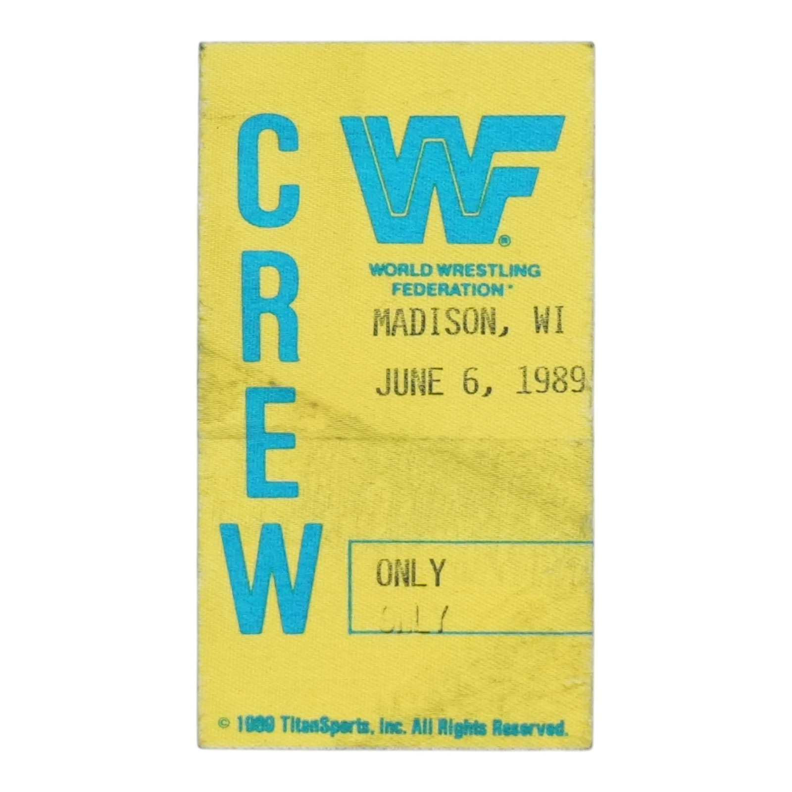 1989 WWF Backstage Crew Pass (1 of 2)