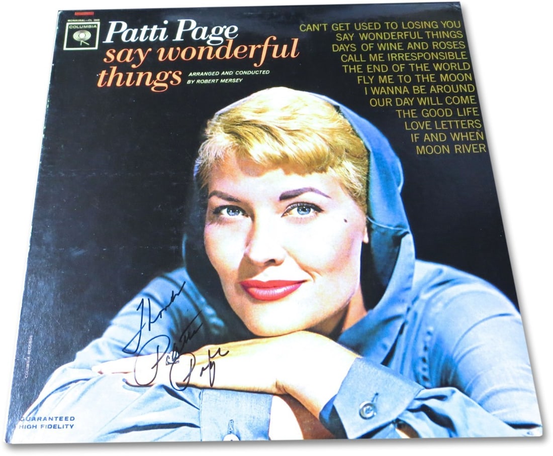 Patti Page Signed Say Wonderful Things Album Cover JSA Authenticated (1 of 4)