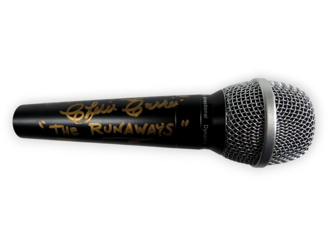 Cherie Currie Autographed Microphone Beckett Authenticated Runaways Cherry Bomb: Cherie Currie Autographed Microphone Beckett Authenticated Runaways Cherry Bomb This microphone is autographed by Cherie Currie, known as the lead vocalist of The Runaways, and features the inscriptio