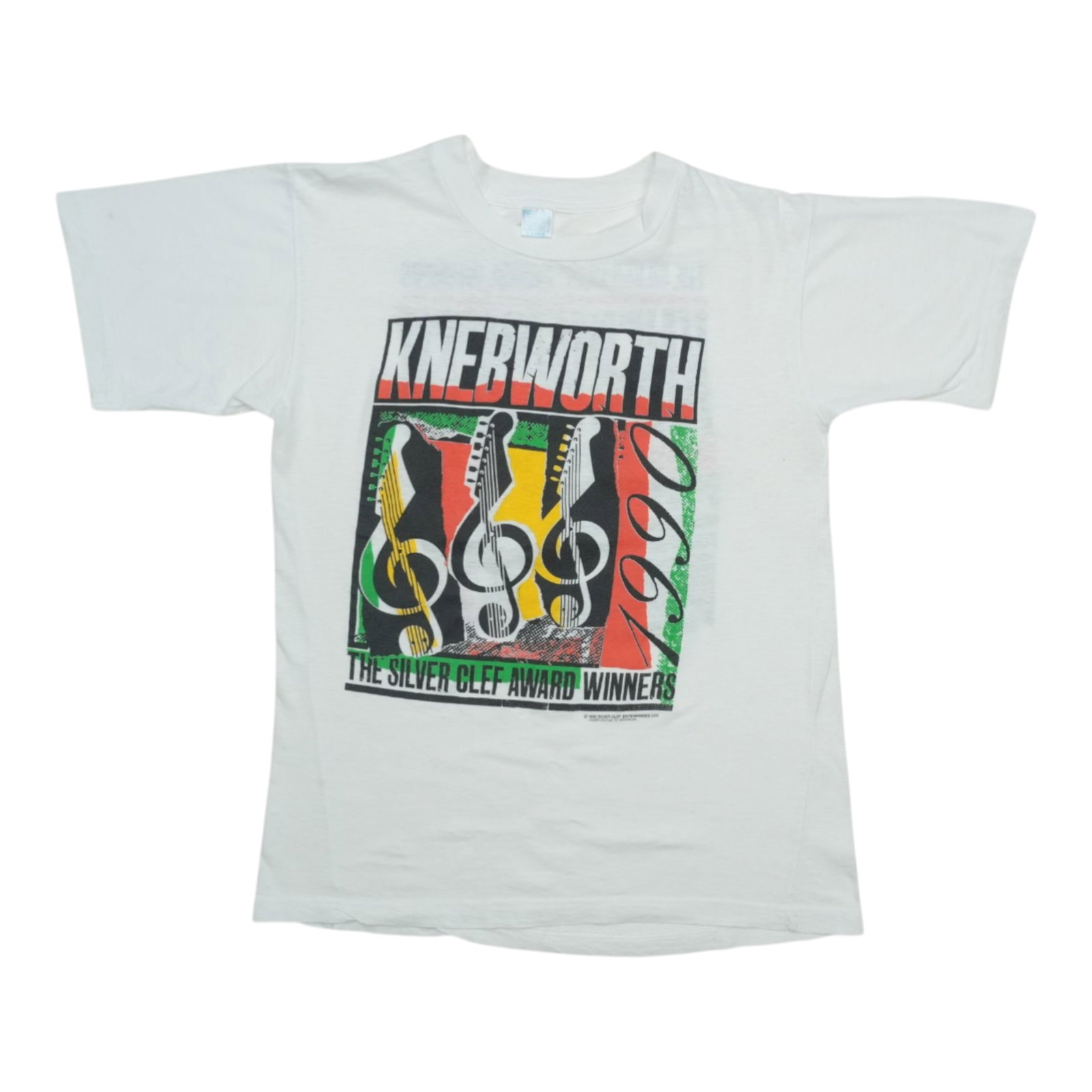 Vintage 1990 Knebworth Silver Clef Award Winners Cotton T Shirt White (1 of 6)