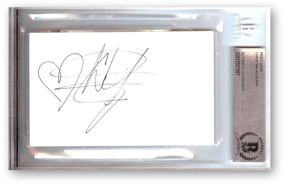 Christina Aguilera Autographed Index Card Beckett Authenticated 4.5 x 7 (1 of 1)