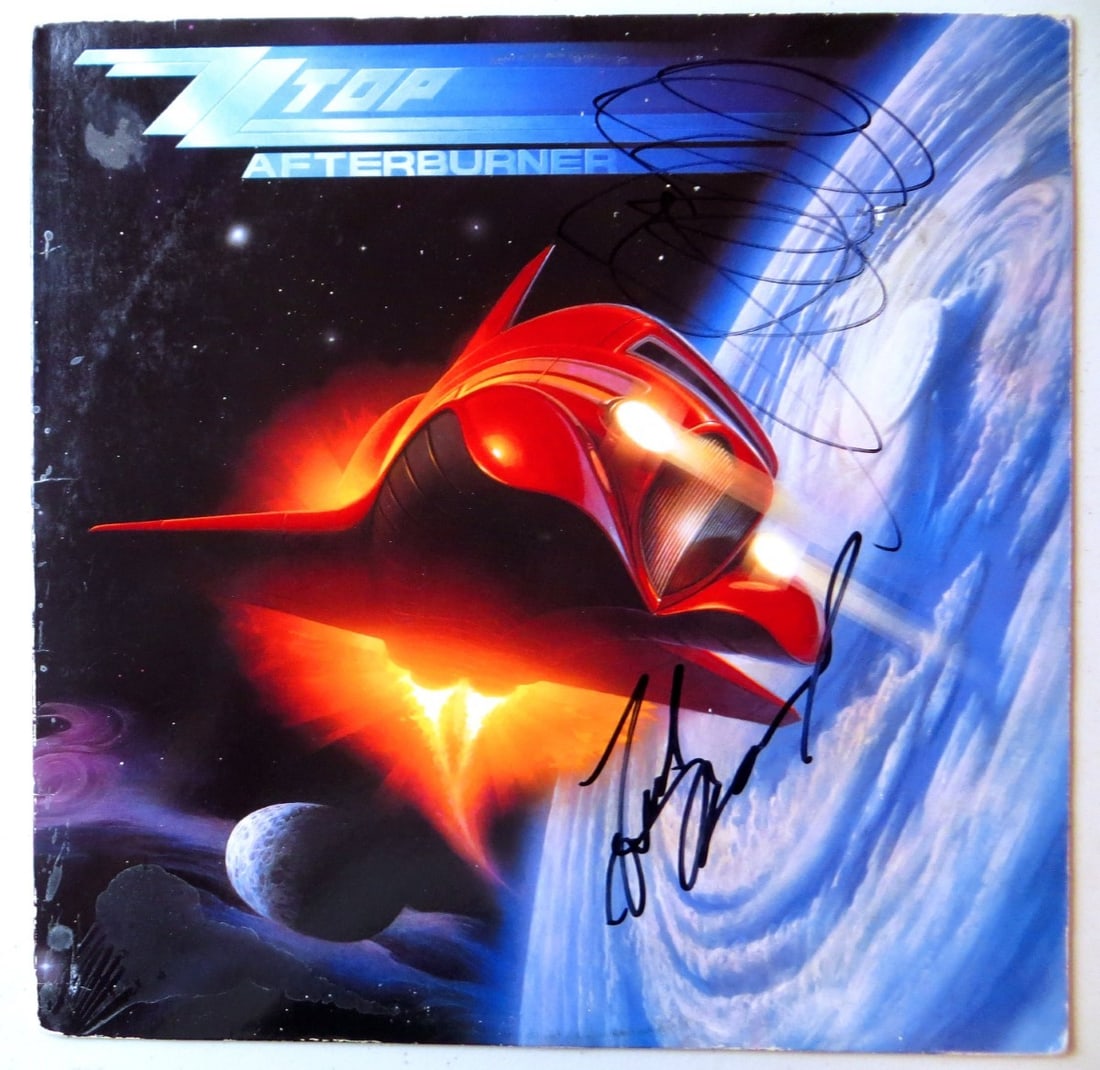 Billy Gibbons Frank Beard Autographed ZZ Top Afterburner Album Cover JSA: Billy Gibbons Frank Beard Autographed ZZ Top Afterburner Album Cover JSA This is an original autographed album cover from the iconic rock band ZZ Top, featuring signatures from Billy Gibbons and Frank