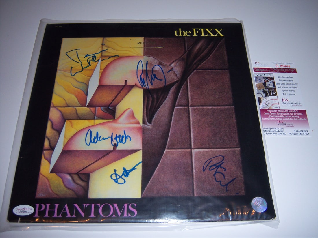 Signed Phantoms LP Album by The Fixx with Five JSA Authenticated Signatures: Signed Phantoms LP Album by The Fixx with Five JSA Authenticated Signatures This is an original LP record album of "Phantoms" by The Fixx, signed by five members of the band. The album includes certif
