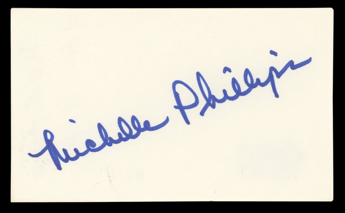 Michelle Phillips signed Knots Landing 3x5 index card BAS authenticated (1 of 5)